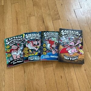 Lot of 4 Pre-Owned Captain Underpants Books 1 Hardcover and 3 Softcover